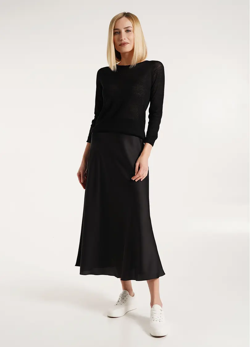 Шовкова спідниця міді HELENA SKIRT 8501/050 black (чорний)