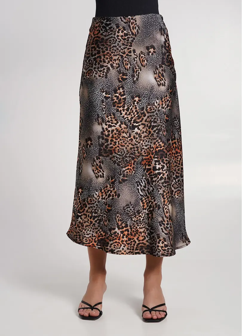 Шовкова спідниця з анімалістичним принтом SAVANNA SKIRT 8503/050 leopard grey (сірий)