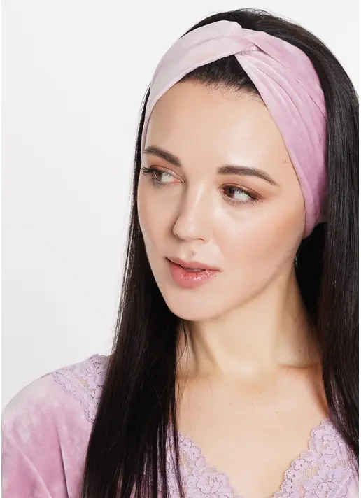 Велюрова пов'язка на голову SOFT WINTER pink (рожевий)