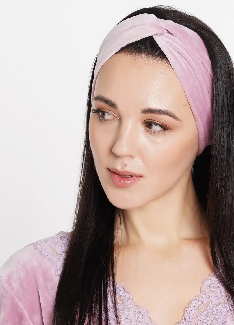 Велюрова пов'язка на голову SOFT WINTER pink (рожевий)