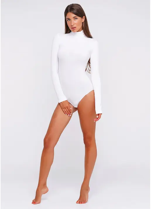 Безшовне боді з високим коміром BODY DOLCEVITA MANICA LUNGA bianco (білий)
