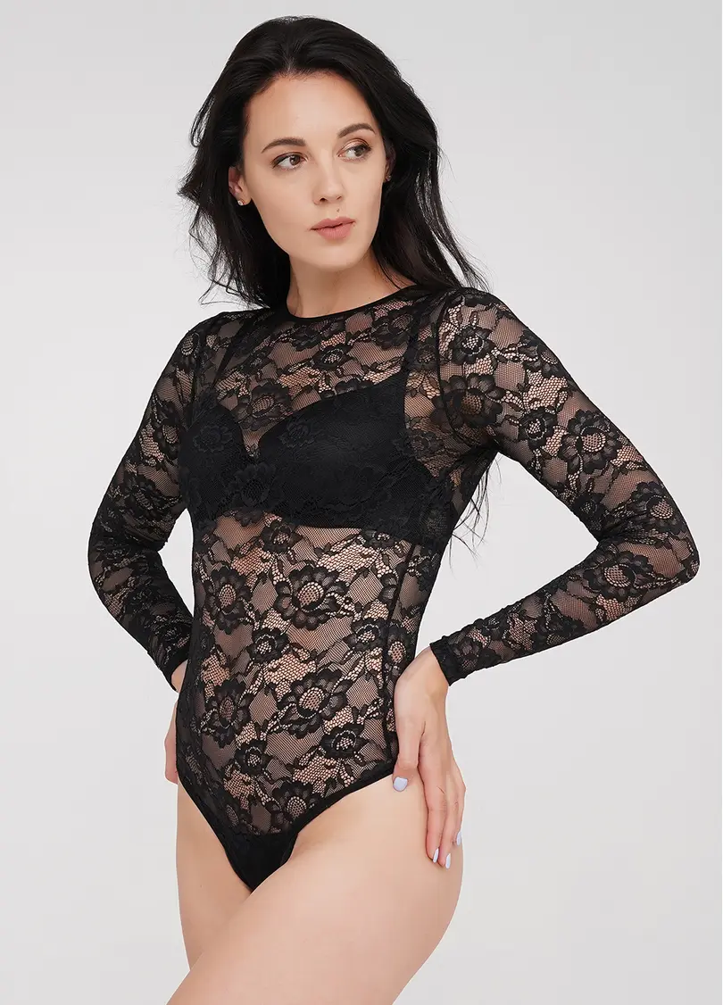 Боді мереживне з довгими рукавами ROSA 3304/061