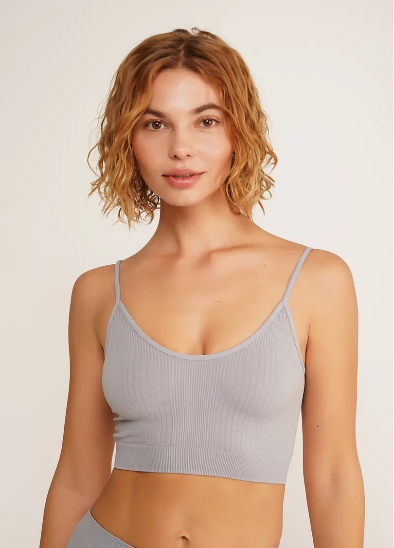 Фактурный безшовный топ майка CAMI TOP BRAID griffin (серый)