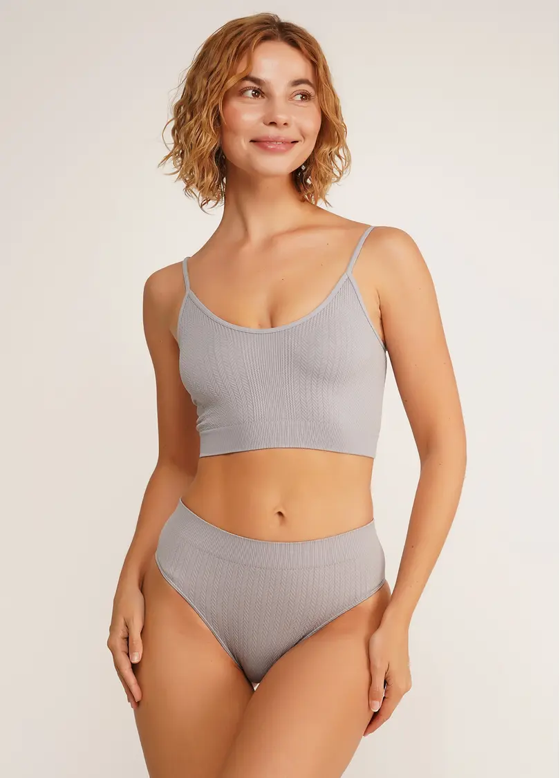 Фактурный безшовный топ майка CAMI TOP BRAID griffin (серый)