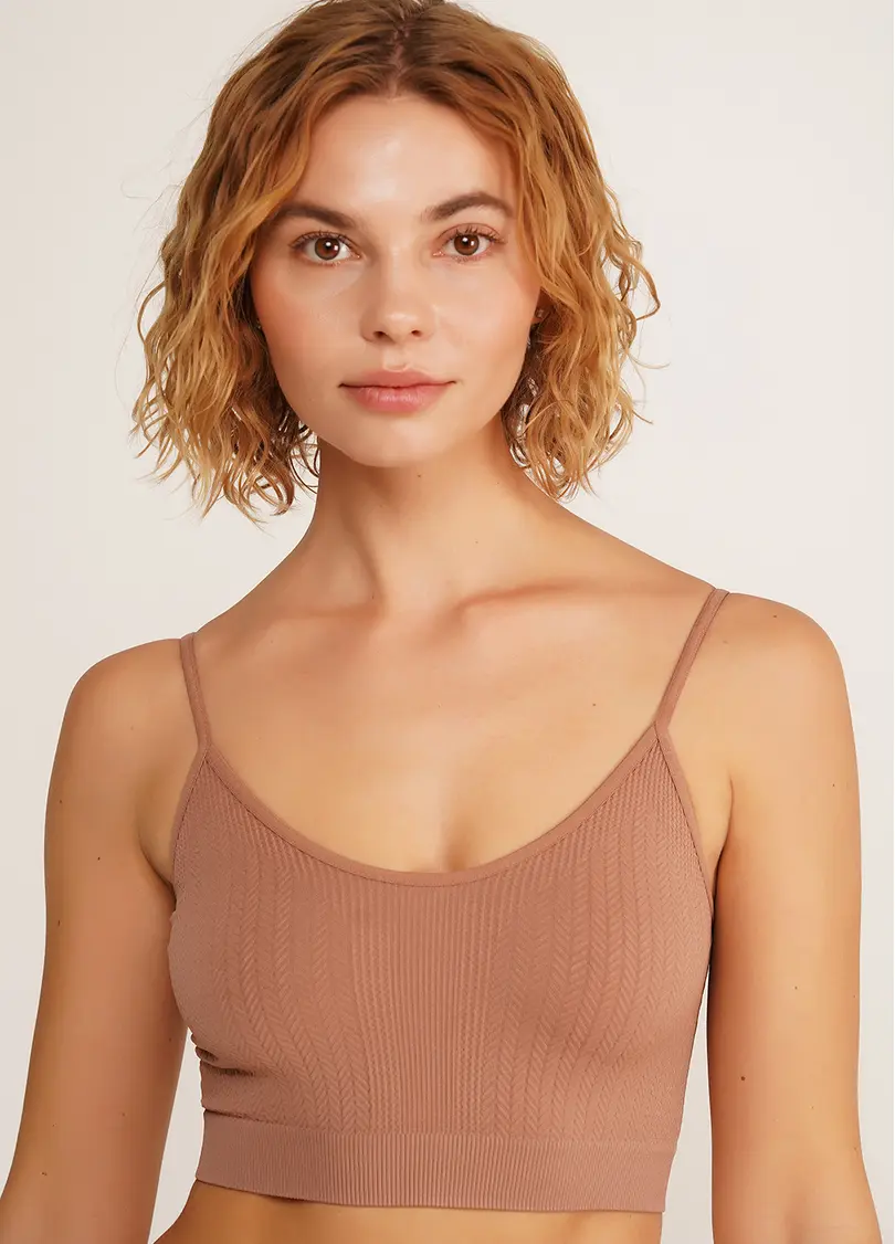 Фактурний безшовний топ майка CAMI TOP BRAID mokko (коричневий)