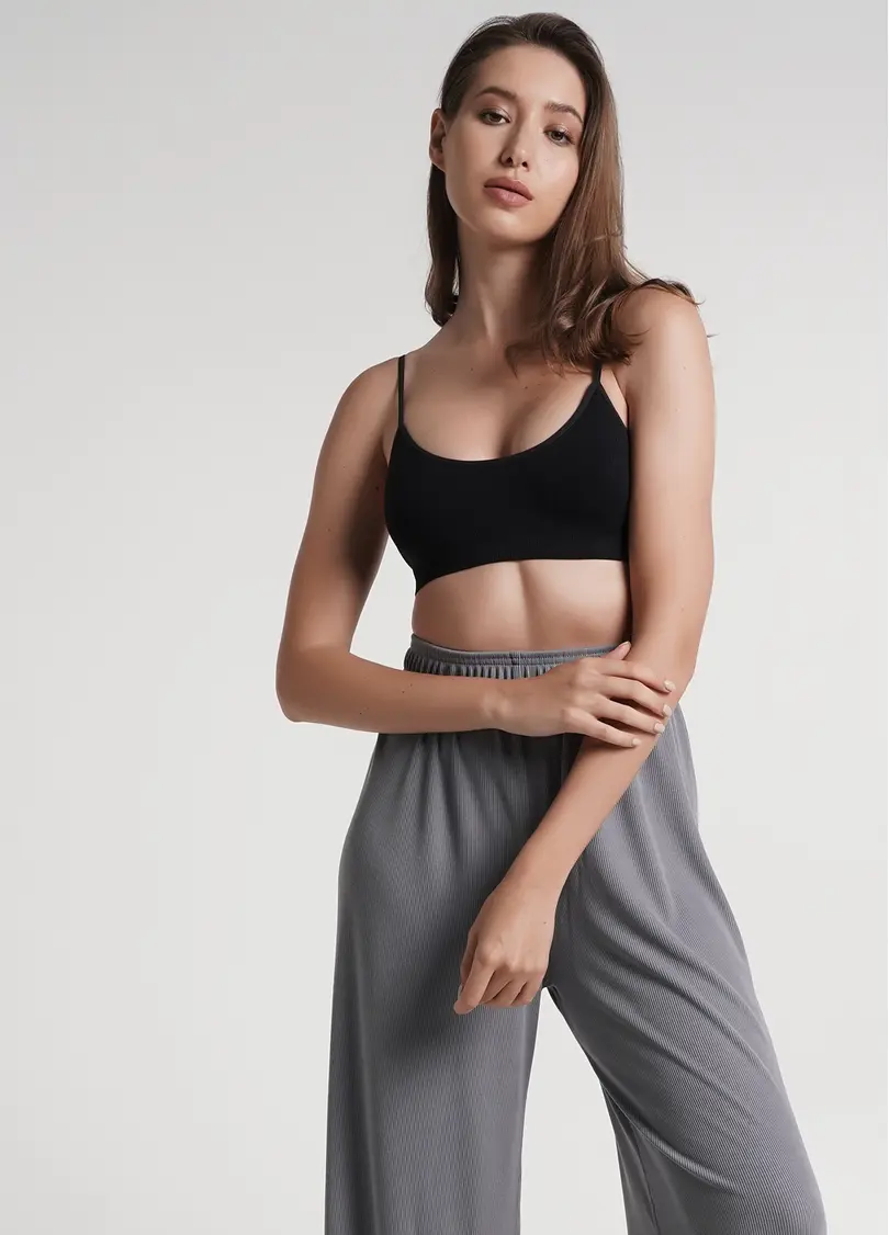 Топ на бретелях в рубчик CAMI TOP RIB black (чорний)
