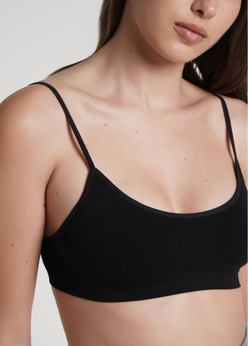 Топ на бретелях в рубчик CAMI TOP RIB black (чорний)