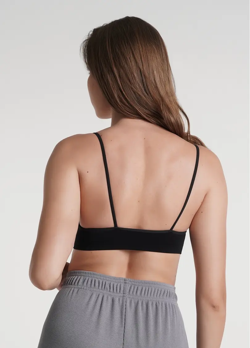 Топ на бретелях в рубчик CAMI TOP RIB black (чорний)