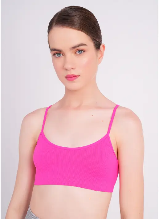 Топ на бретелях в рубчик CAMI TOP RIB bright pink (рожевий) Топ на бретелях в рубчик CAMI TOP RIB bright pink (рожевий)