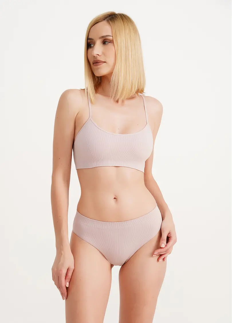 Топ на бретелях в рубчик CAMI TOP RIB burnished lilac (рожевий)