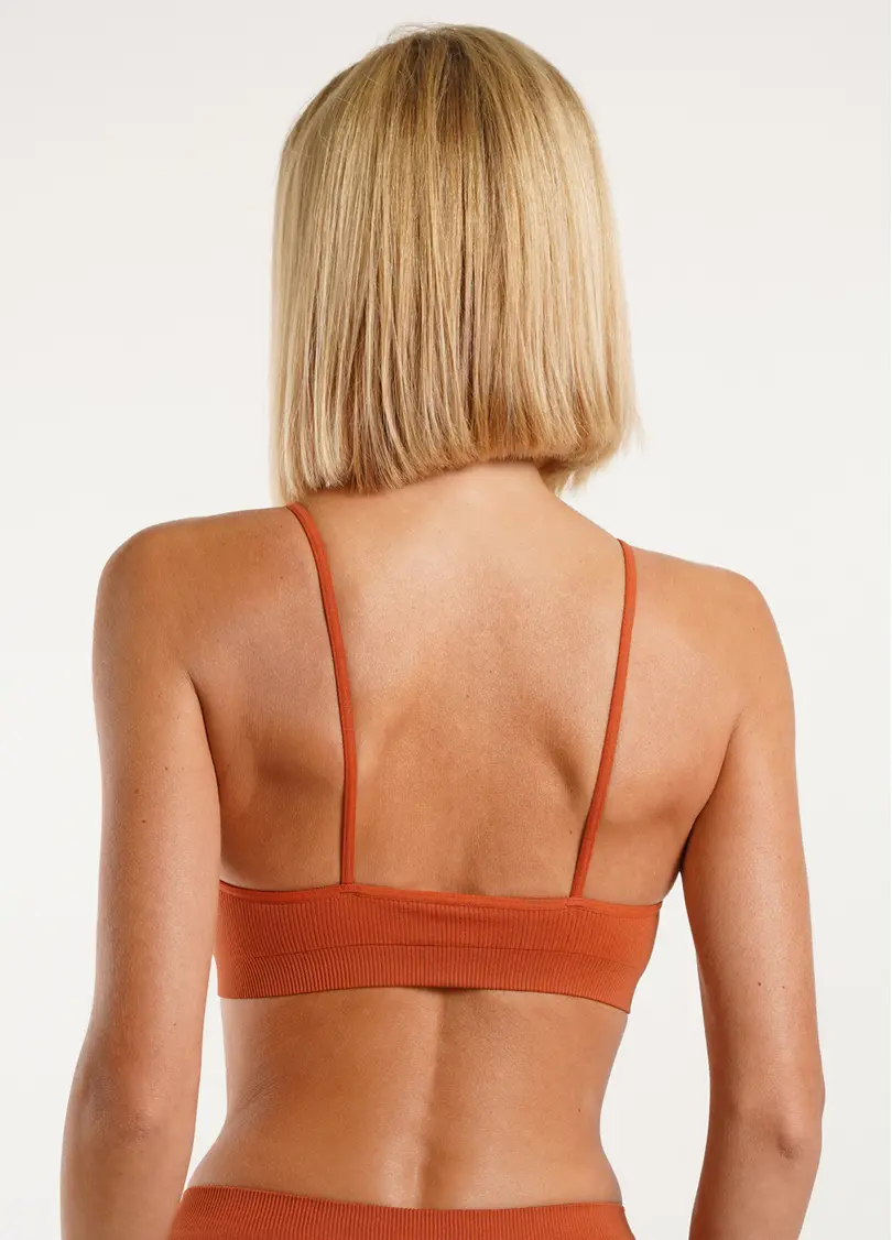 Топ на бретелях в рубчик CAMI TOP RIB burnt sienna (помаранчевий)