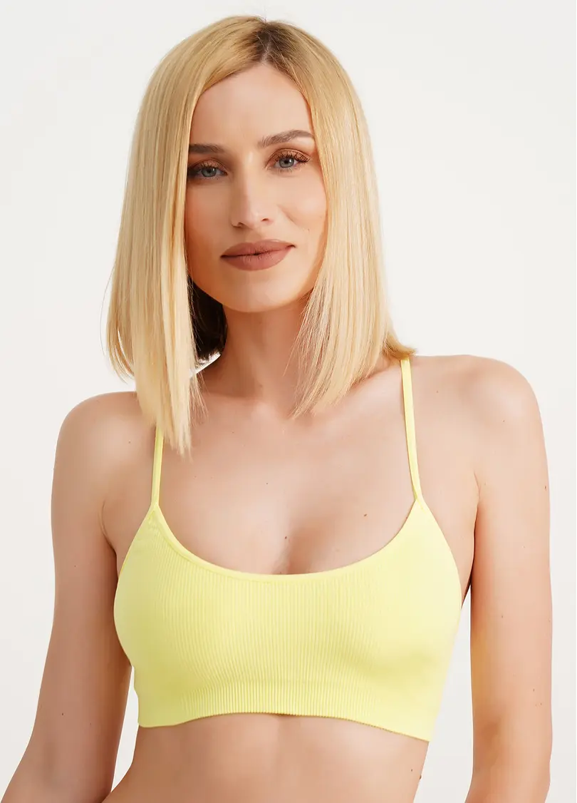 Топ на бретелях в рубчик CAMI TOP RIB charlock (жовтий)