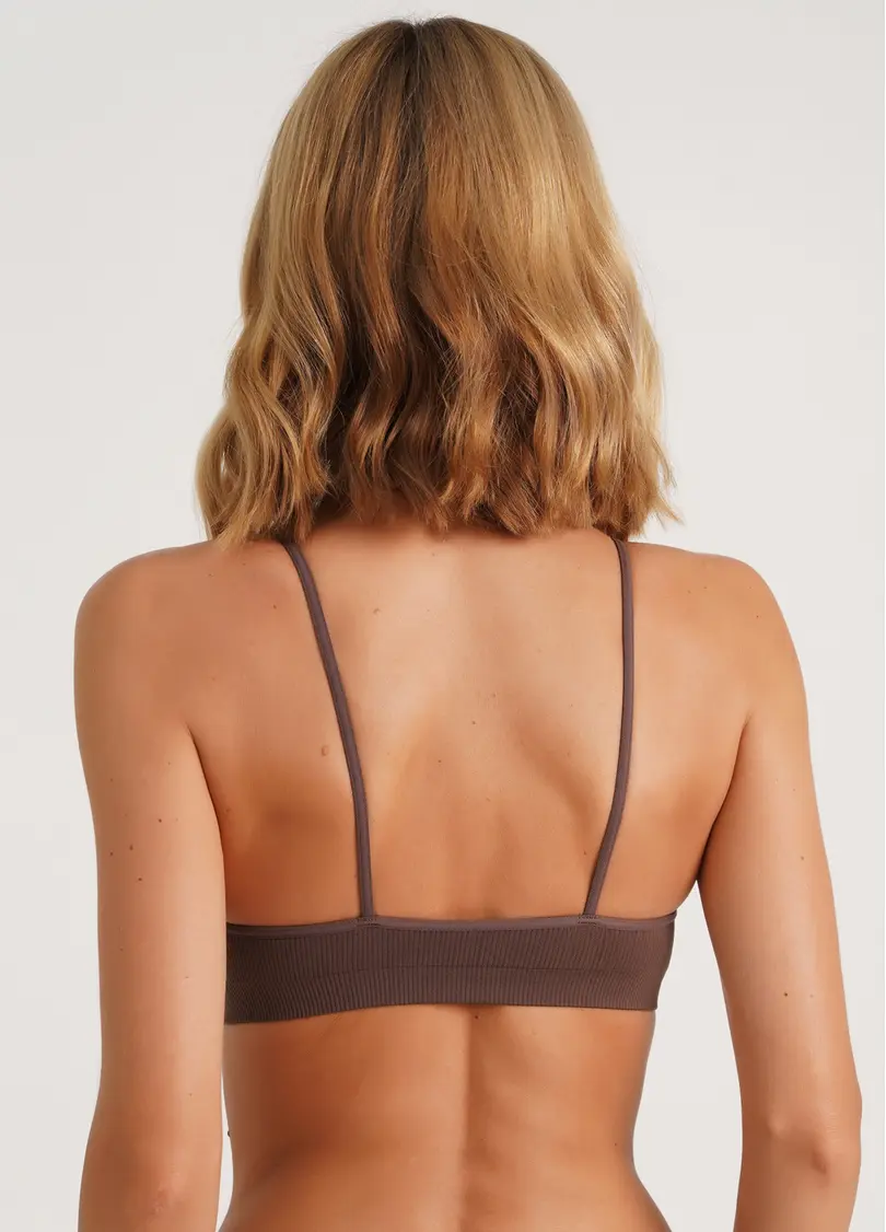 Топ на бретелях в рубчик CAMI TOP RIB deep taupe (коричневый)