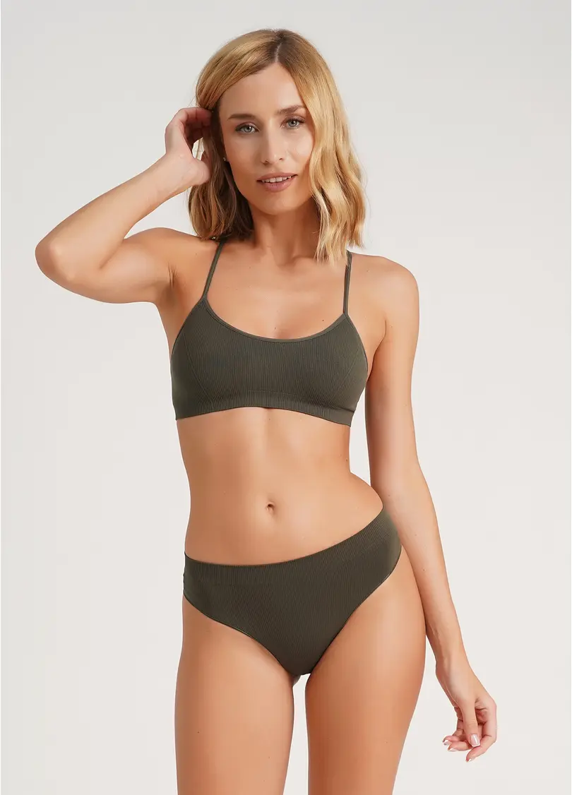 Топ на бретелях в рубчик CAMI TOP RIB khaki (хакі)