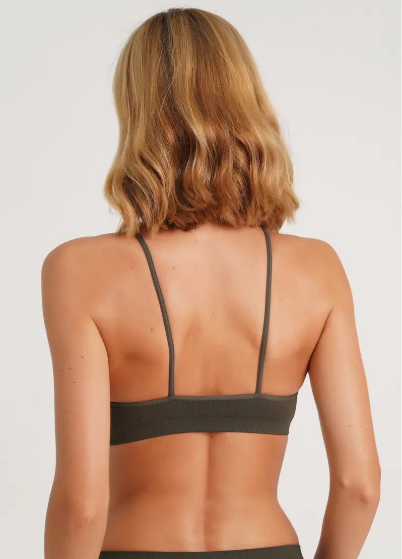 Топ на бретелях в рубчик CAMI TOP RIB khaki (хакі)