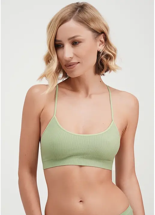 Топ на бретелях в рубчик CAMI TOP RIB kohlrabi (зелений)