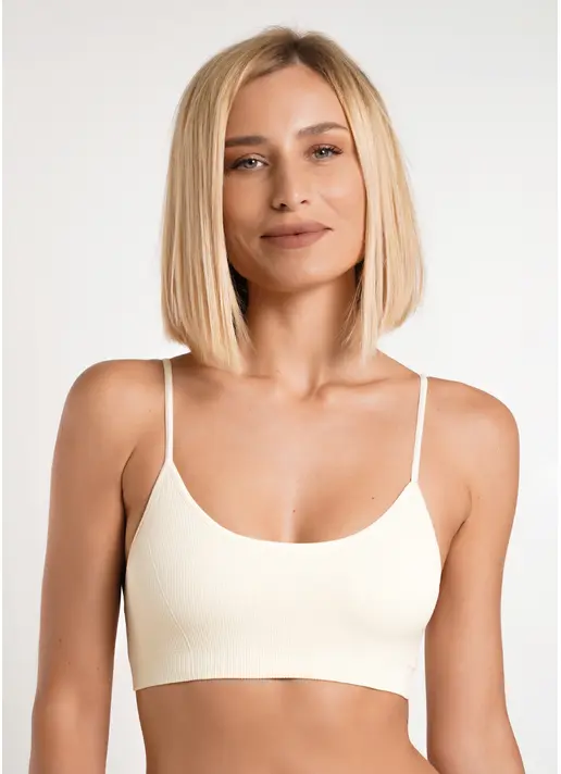 Топ на бретелях в рубчик CAMI TOP RIB vanilla (жовтий)