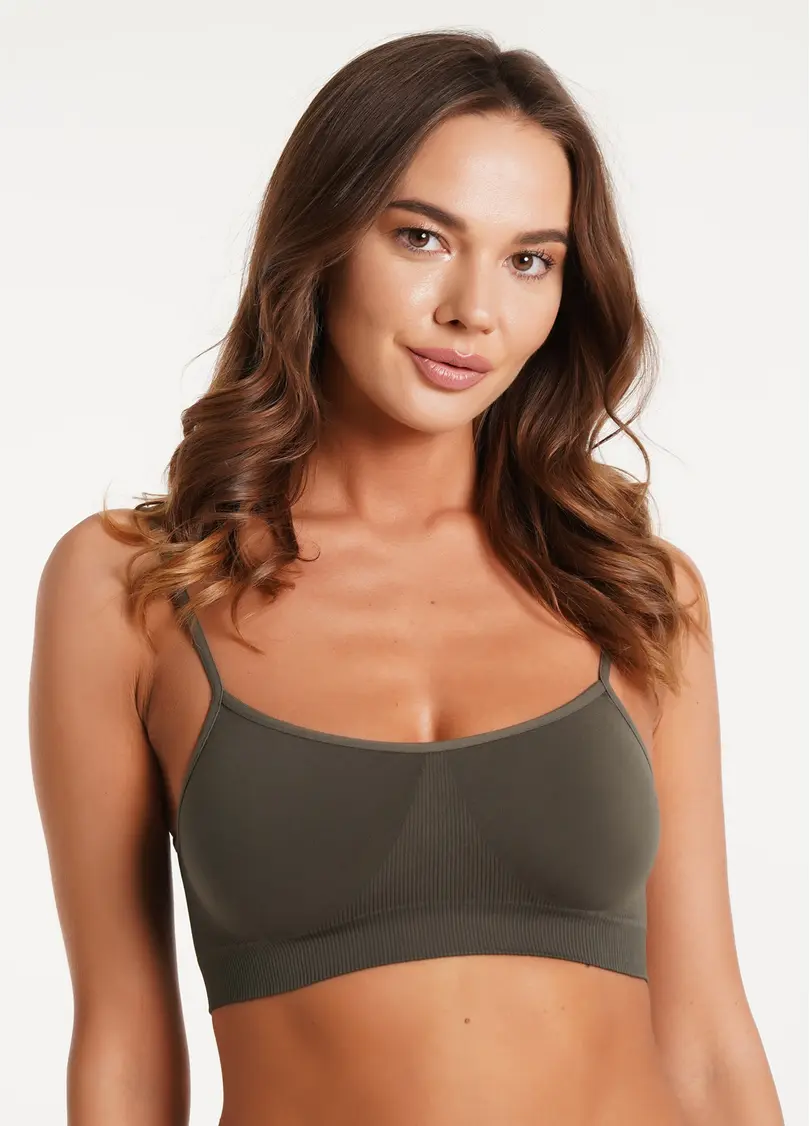 Безшовний топ на бретелях CAMI TOP khaki (хакі)