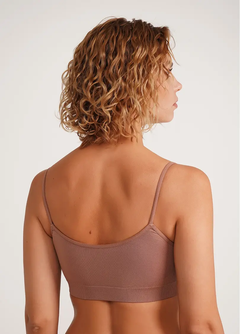 Бесшовный топ на тонких бретелях CAMI TOP mokko (коричневый)