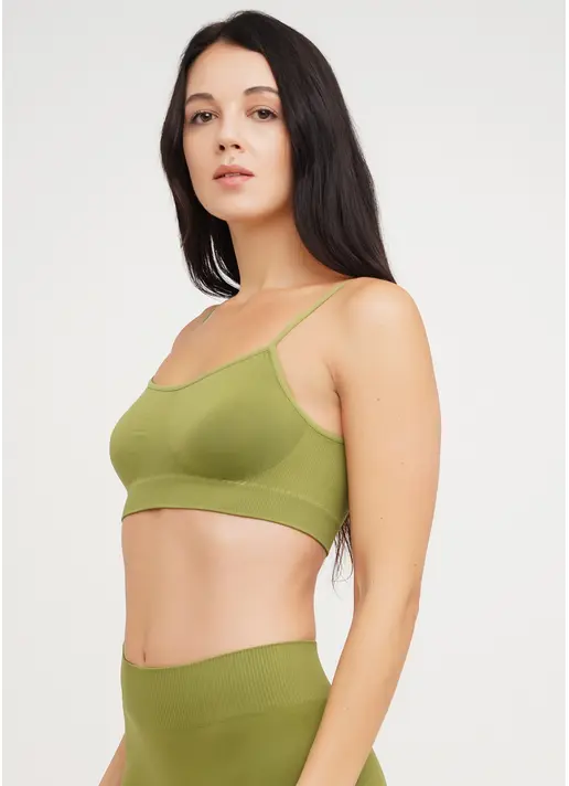Безшовний топ на бретелях CAMI TOP olive branch (зелений)