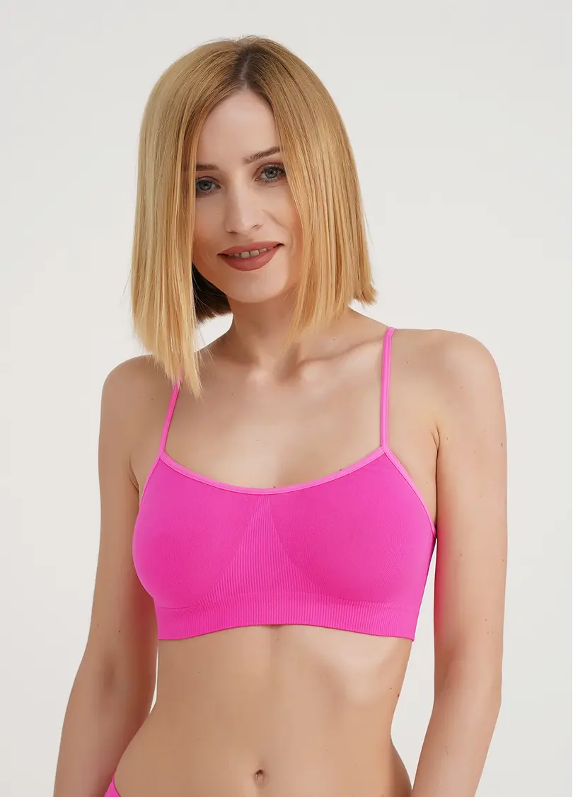 Безшовний топ на бретелях CAMI TOP (неоновий рожевий)
