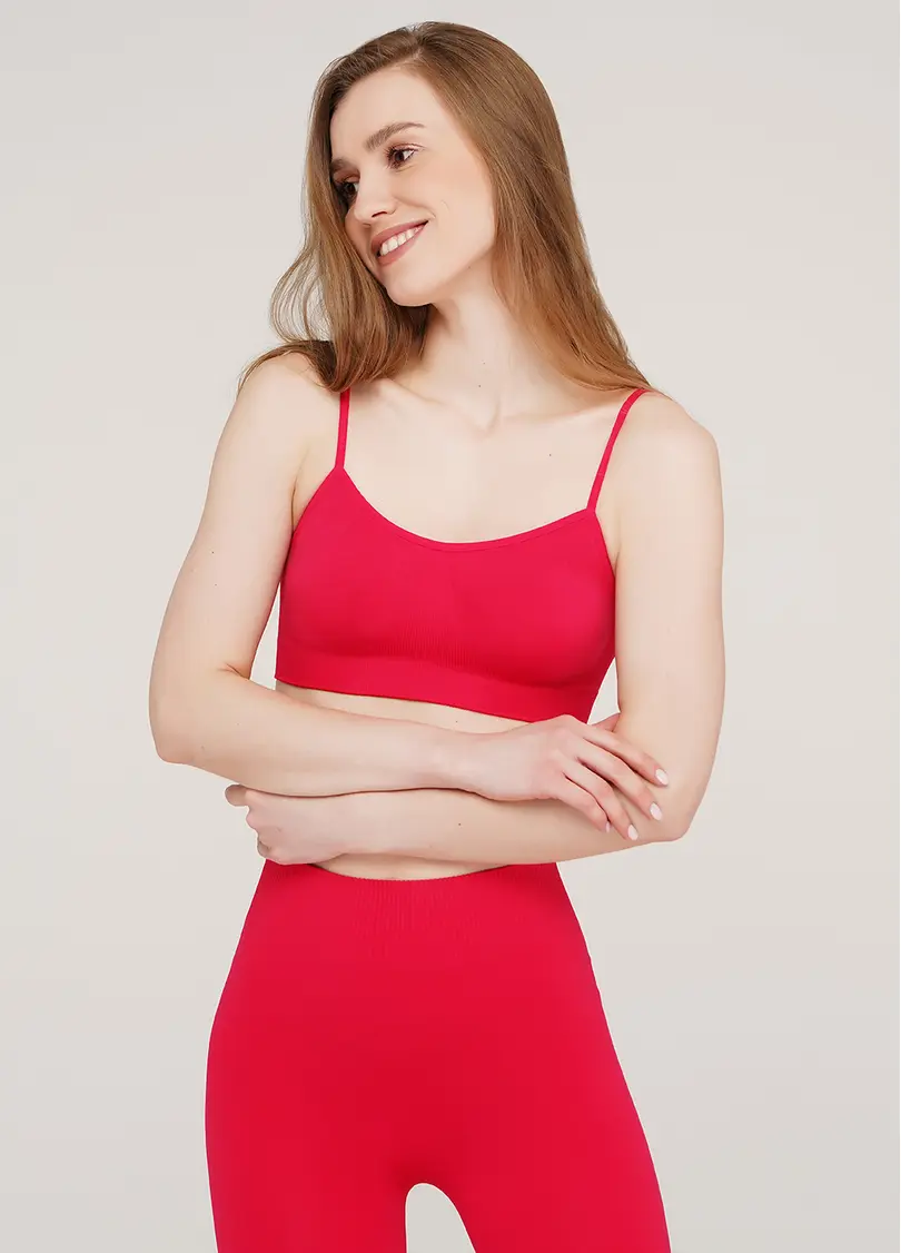 Безшовний топ на бретелях CAMI TOP (яскраво-рожевий)