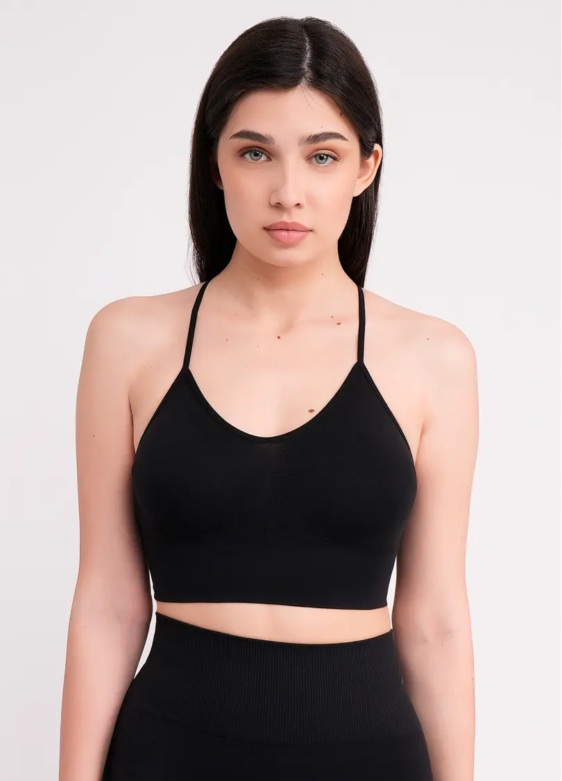 Безшовний топ з боковою підтримкою FLEX TOP black (чорний)