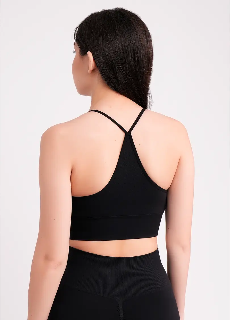 Безшовний топ з боковою підтримкою FLEX TOP black (чорний)
