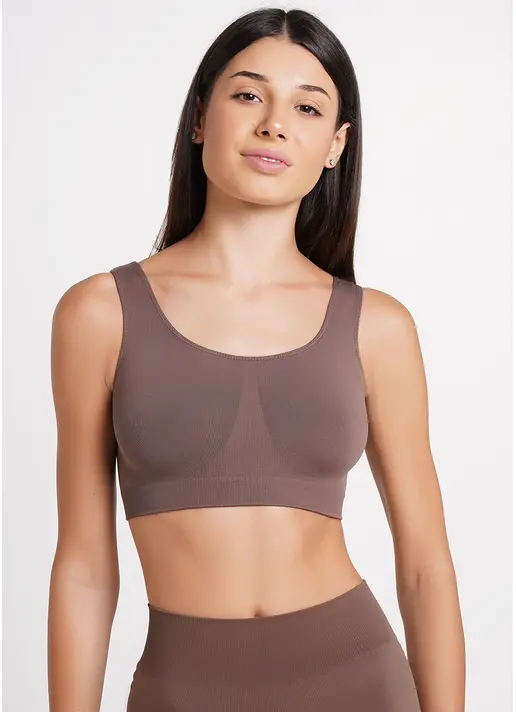 Безшовний топ на широких бретелях TANK TOP deep taupe (коричневий) Безшовний топ на широких бретелях TANK TOP deep taupe (коричневий)