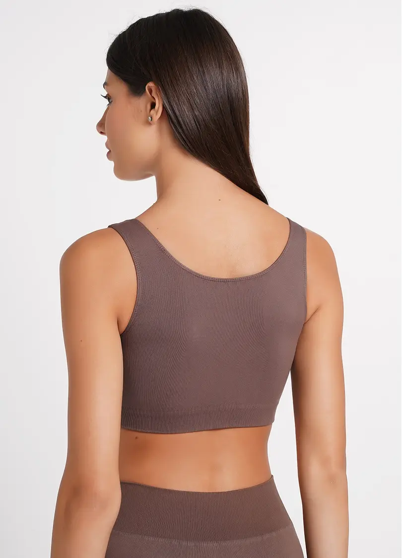 Безшовний топ на широких бретелях TANK TOP deep taupe (коричневий)