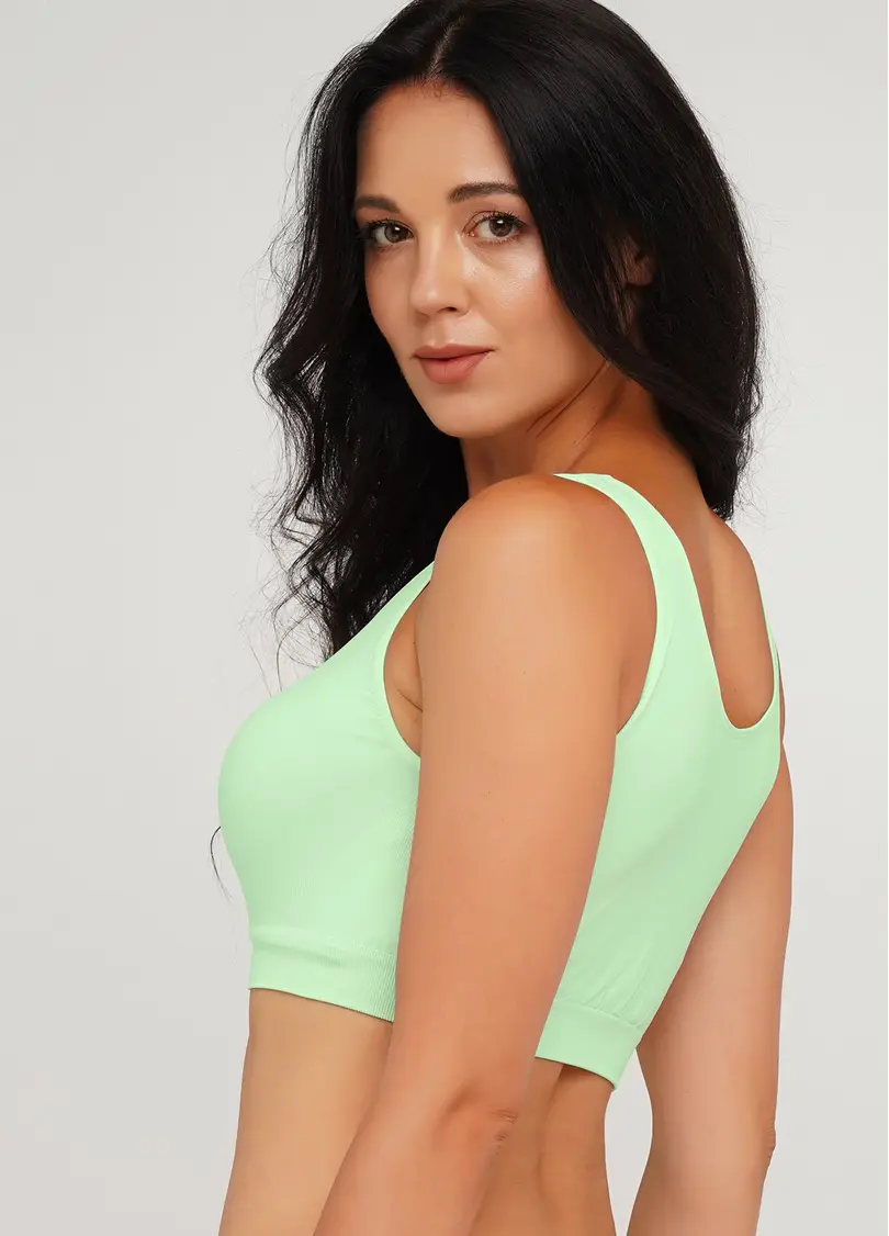 Безшовний топ на широких бретелях TANK TOP (фісташковий)