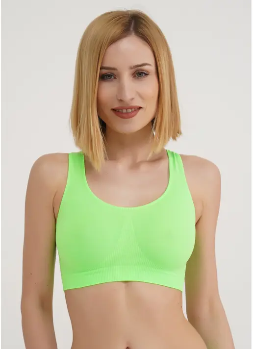 Безшовний топ на широких бретелях TANK TOP green neon (неоновий зелений) Безшовний топ на широких бретелях TANK TOP green neon (неоновий зелений)