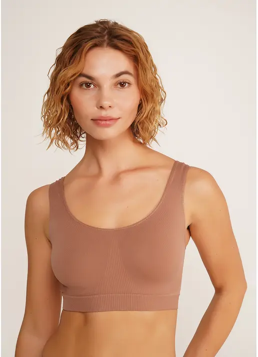Безшовний топ на широких бретелях TANK TOP mokko (коричневий)