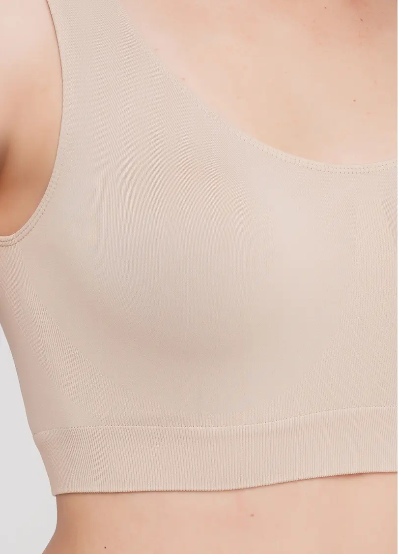 Безшовний топ на широких бретелях TANK TOP (бежевий)