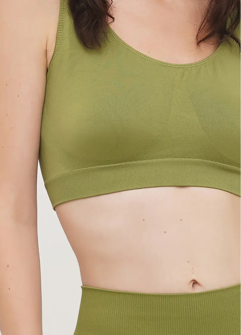 Безшовний топ на широких бретелях TANK TOP (оливковий)