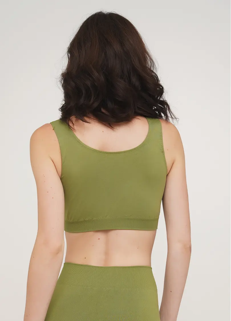 Безшовний топ на широких бретелях TANK TOP (оливковий)