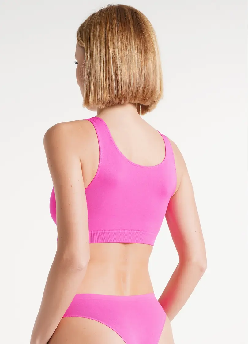 Безшовний топ на широких бретелях TANK TOP pink neon (неоновий рожевий)