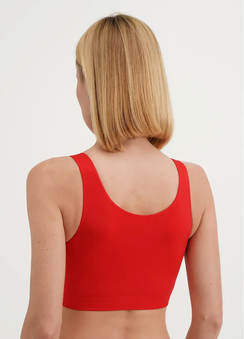 Безшовний топ на широких бретелях TANK TOP poinciana (червоний)
