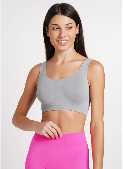 Безшовний топ на широких бретелях TANK TOP ultimate grey (сірий) Безшовний топ на широких бретелях TANK TOP ultimate grey (сірий)