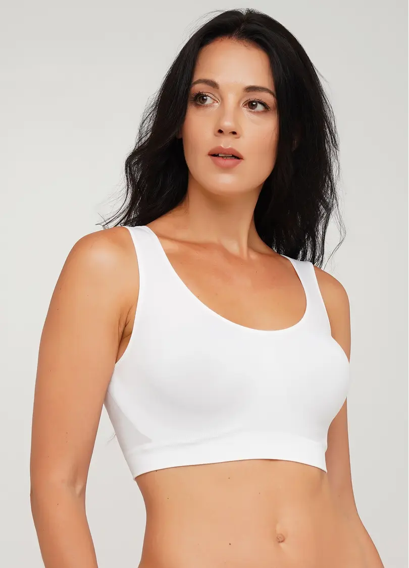 Безшовний топ на широких бретелях TANK TOP (білий)