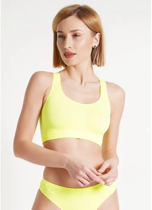 Безшовний топ на широких бретелях TANK TOP yellow neon (неоновий жовтий) Безшовний топ на широких бретелях TANK TOP yellow neon (неоновий жовтий)
