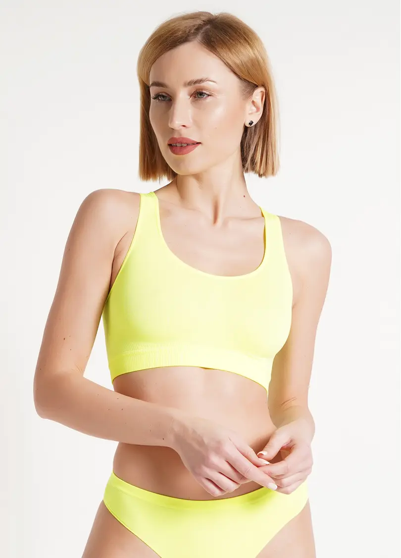 Безшовний топ на широких бретелях TANK TOP yellow neon (неоновий жовтий)