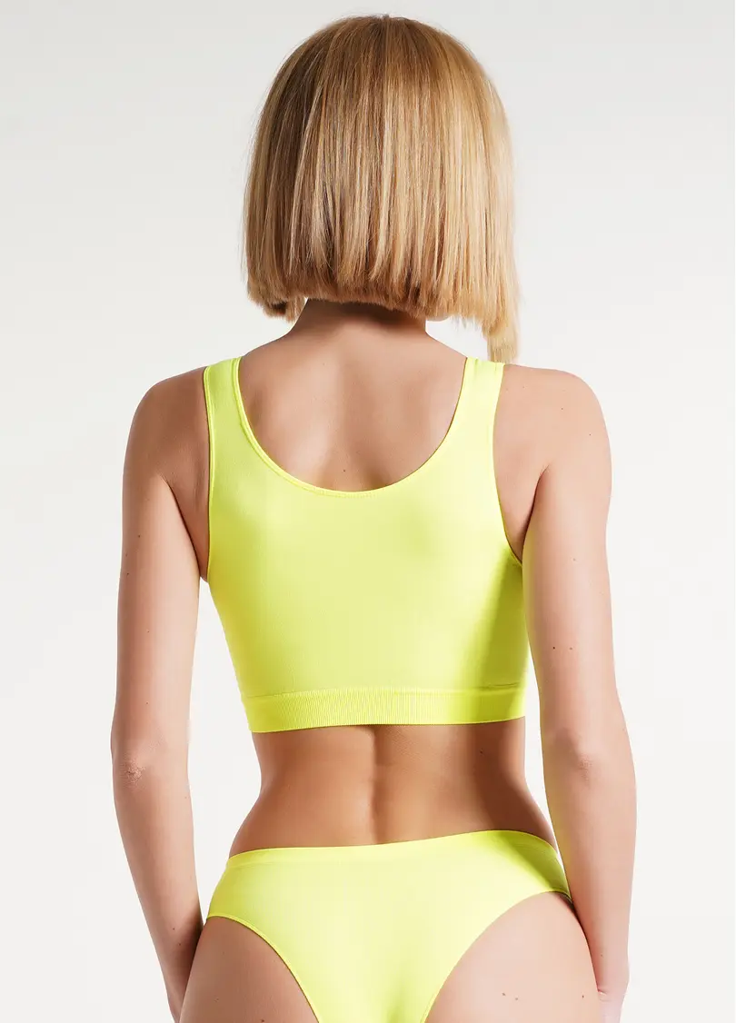 Безшовний топ на широких бретелях TANK TOP yellow neon (неоновий жовтий)