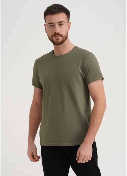 Класична чоловіча футболка Adam 49/409/010 khaki (хакі) Класична чоловіча футболка Adam 49/409/010 khaki (хакі)