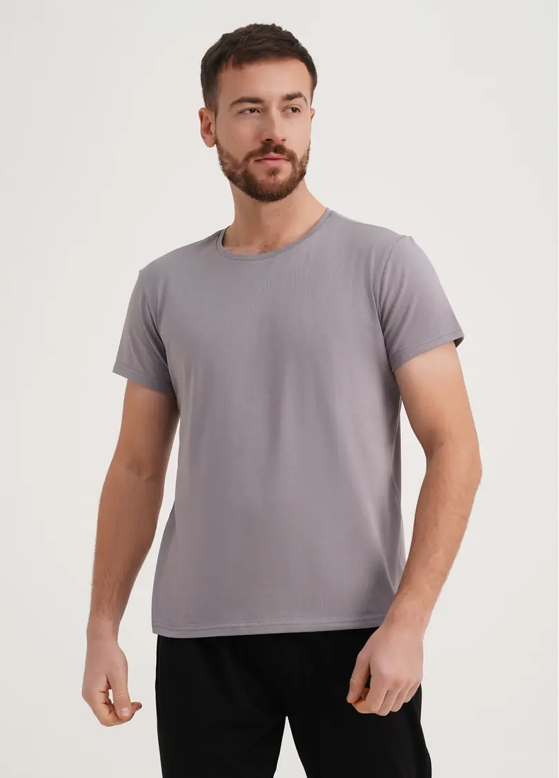 Класична чоловіча футболка Adam 49/409/010 light grey (сірий)