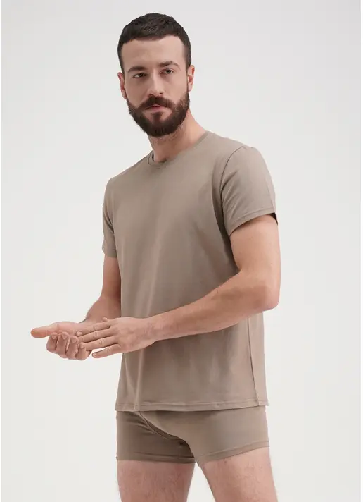 Класична чоловіча футболка Adam 49/409/010 mokko (бежевий) Класична чоловіча футболка Adam 49/409/010 mokko (бежевий)