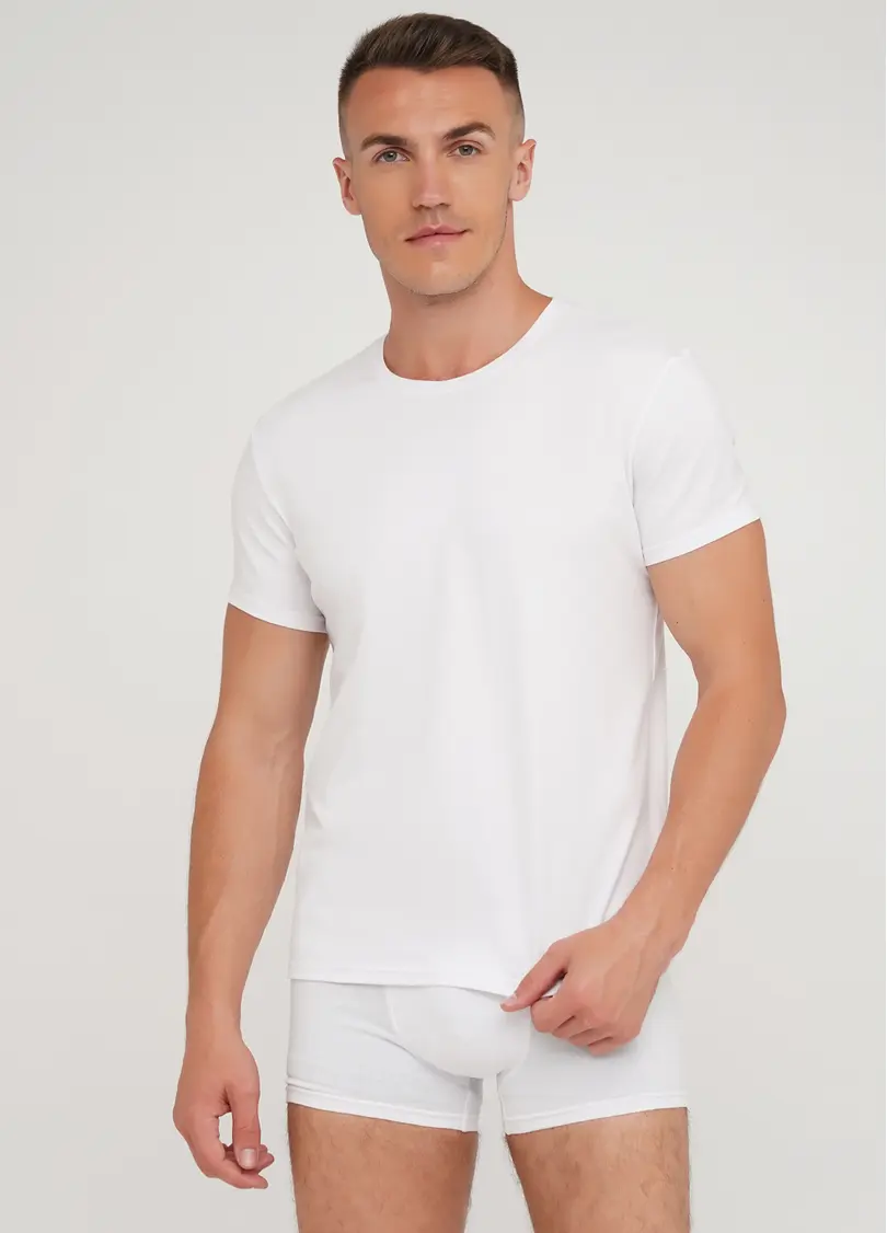 Класична чоловіча футболка Adam 49/409/010 white (білий)