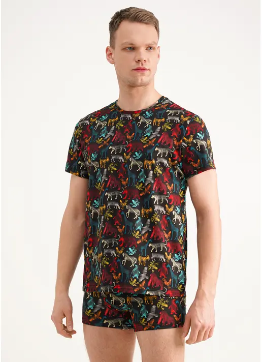 Чоловіча футболка з принтом Adam print 49/409/010 black/animal (чорний)