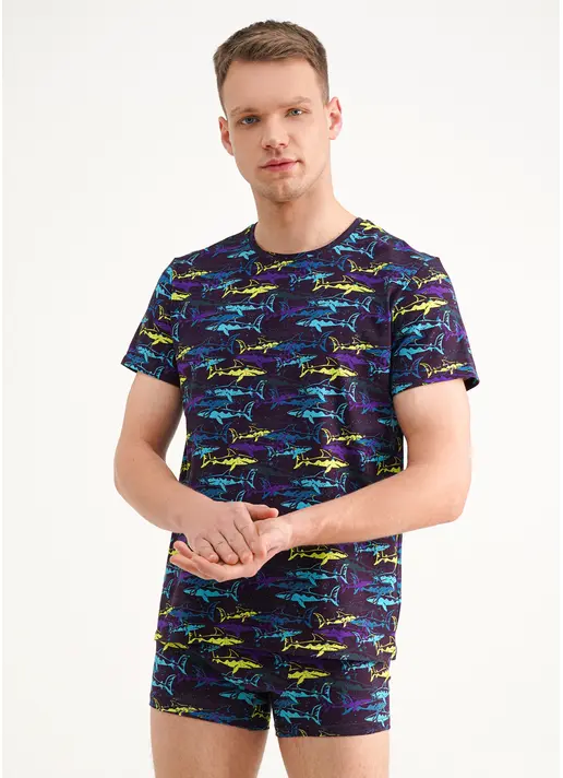 Чоловіча футболка з принтом Adam print 49/409/010 purple/shark (фіолетовий) Чоловіча футболка з принтом Adam print 49/409/010 purple/shark (фіолетовий)