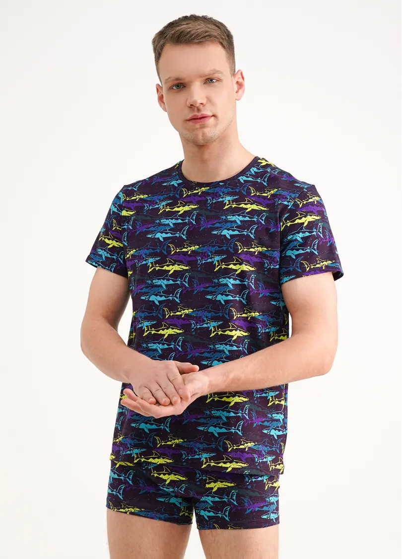 Чоловіча футболка з принтом Adam print 49/409/010 purple/shark (фіолетовий)